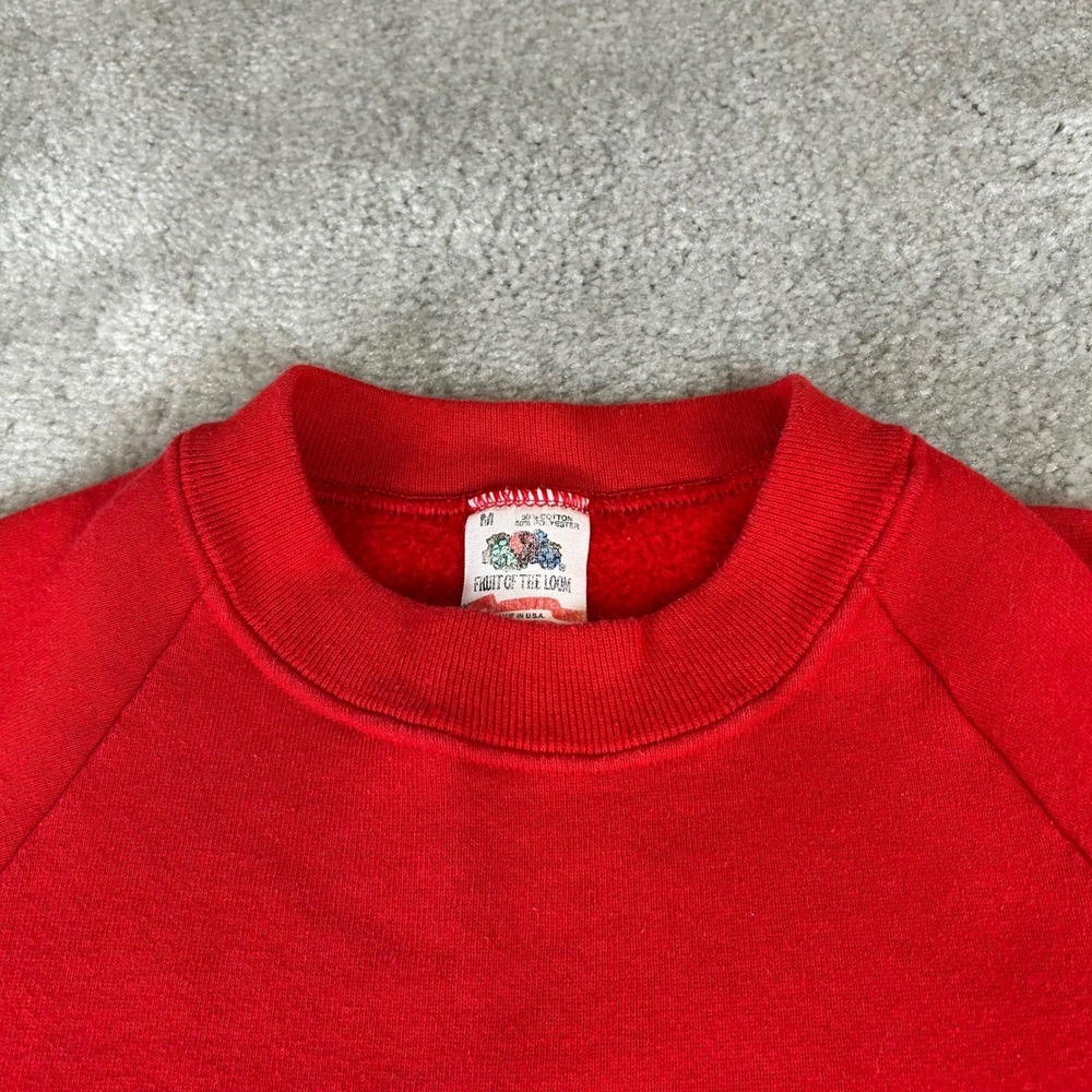 Vintage 80s Fruit of the Loom Sweatshirt Men Medium Red US Postal Team Eagle USA - Picture 3 of 14